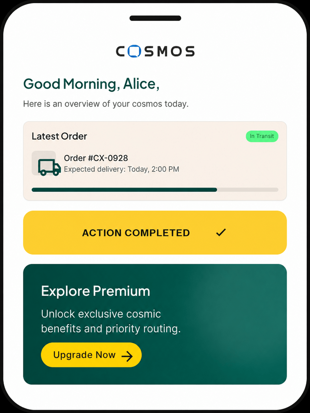 COSMOS inside a customer mobile app